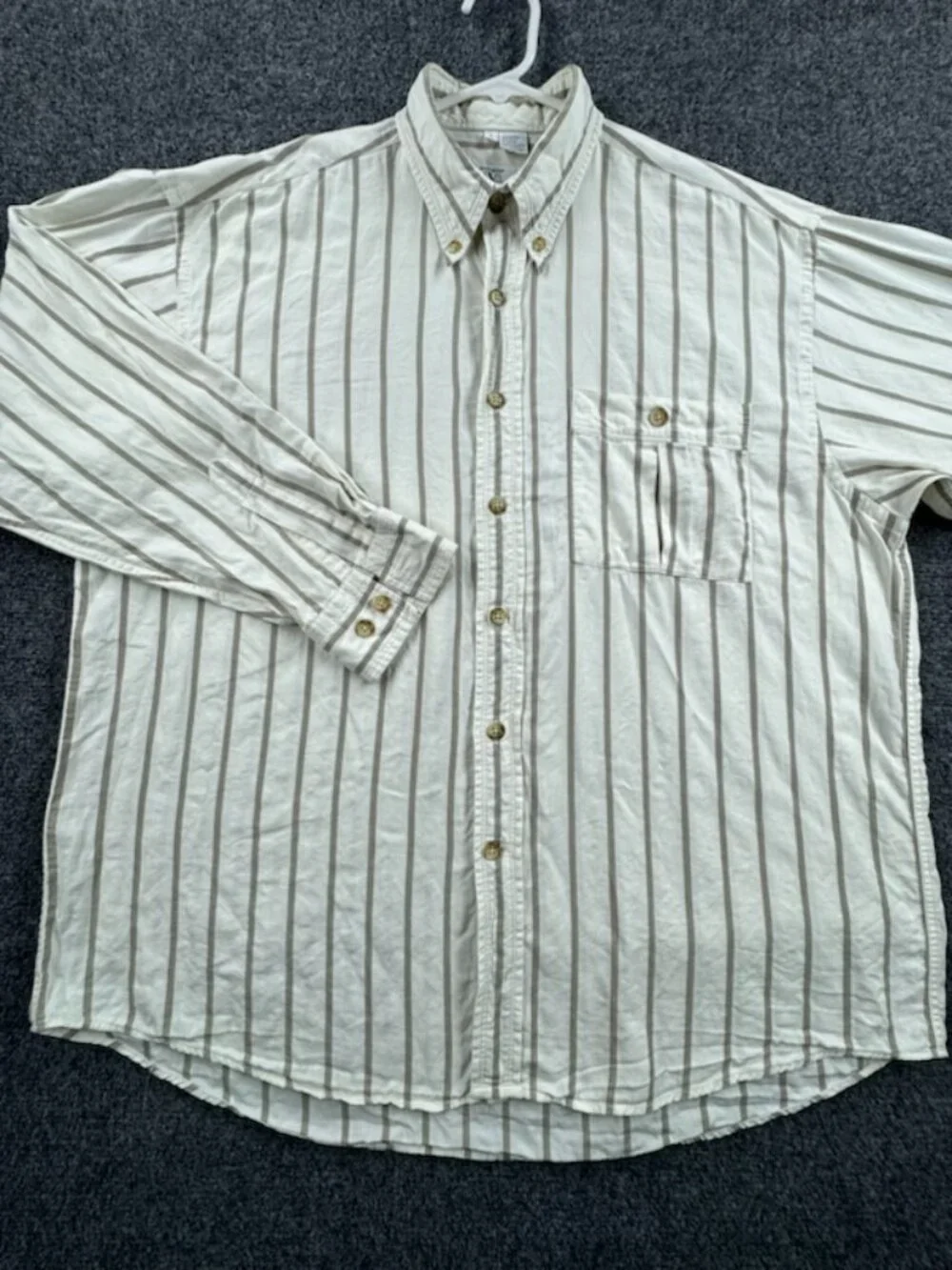 VTG Valentino Uomo Button-Down Large Striped White Gray Cotton Rayon Pocket Mens